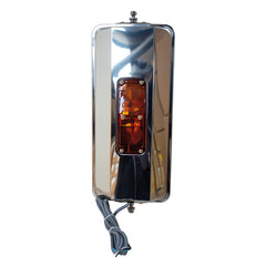 Stainless Steel Heated West Coast Mirror with Lighting feature for Trucks, Buses, Utility Vehicles and More